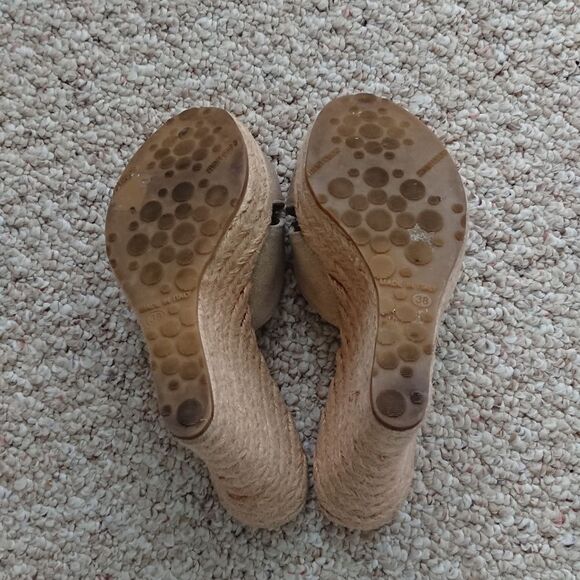 Jimmy Choo Glitter Phyllis Cross Strap wedges size 37.5 - Picture 9 of 10